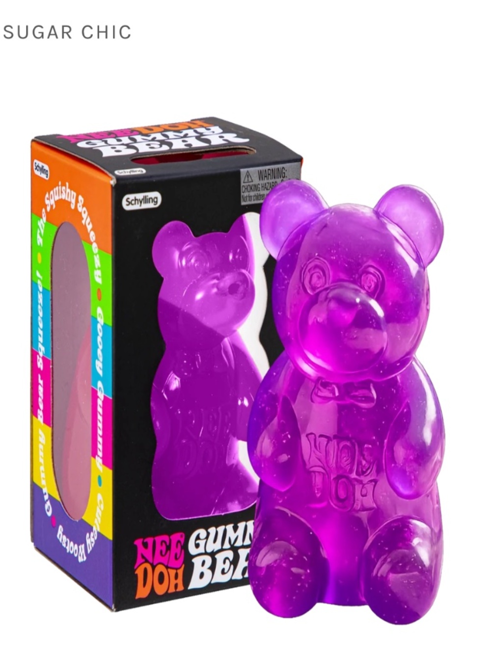 Schylling NeeDoh Gummy Bear Sensory Fidget Toy – Translucent Purple (3.5" Jumbo